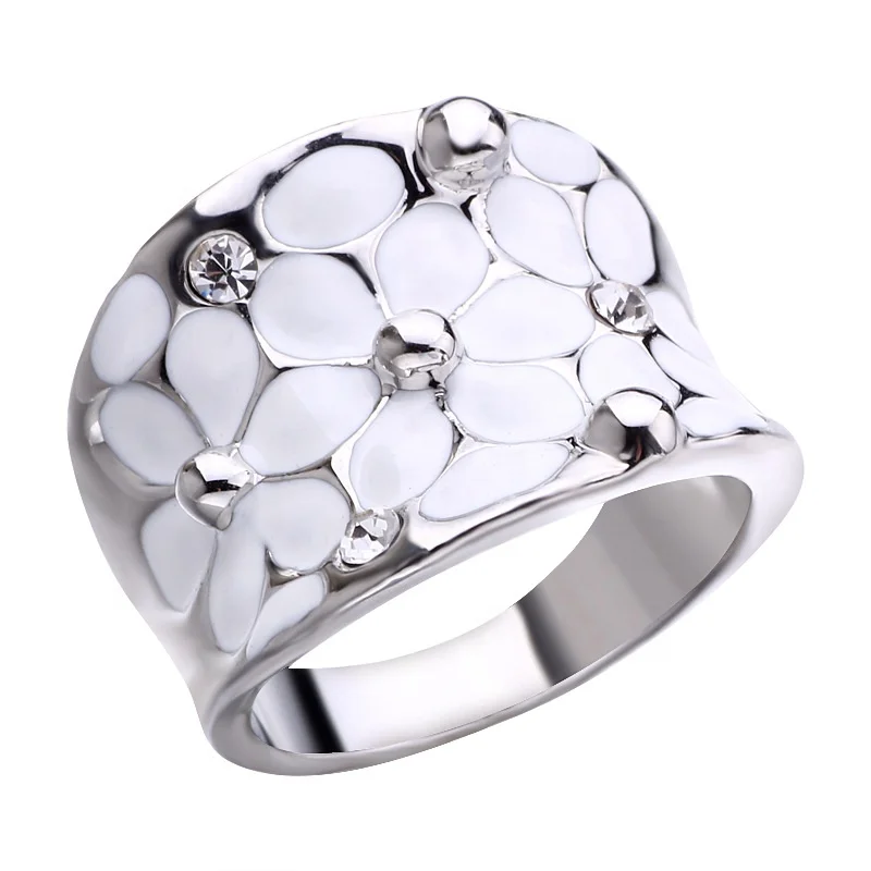 

2019 hot sale new model silver wedding ring smart engagement enamel wide rings for women, As the picture