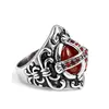 Wholesale Titanium Stainless Steel Ruby Rhinestone Crystal Men's Ring