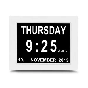Image of 8inch digital calendar Day Clock Extra Large Impaired Vision Digital Clock with Battery Backup & 5 Alarm Options