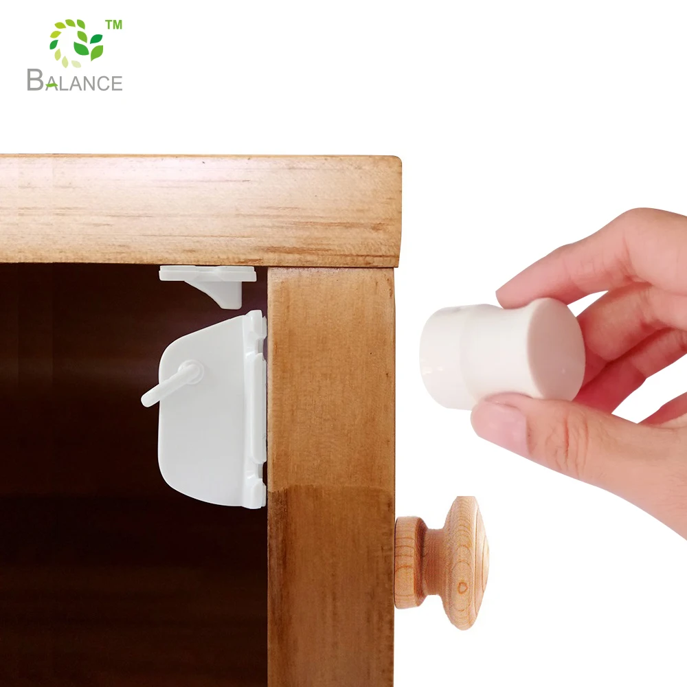 

Amazon hot safety cupboard magnetic lock baby finger guard hidden cabinet lock for child safety, White