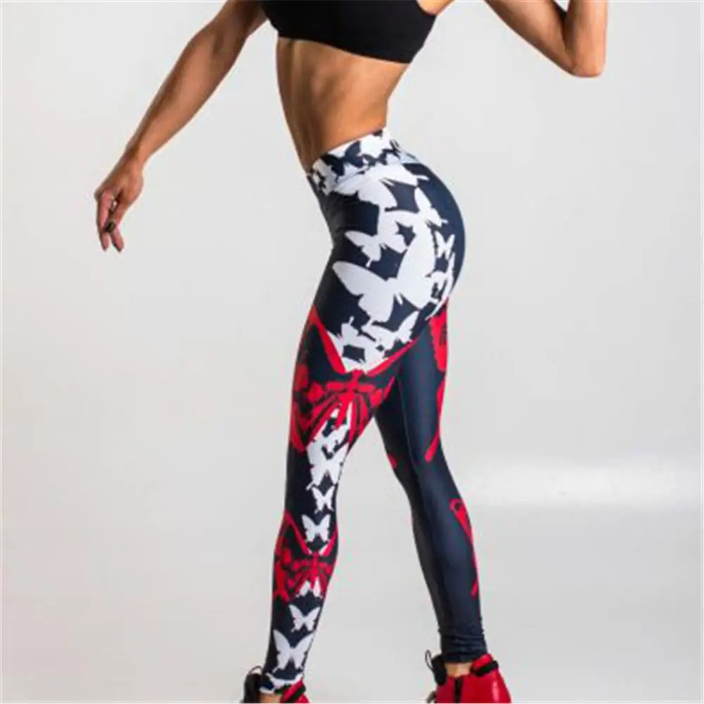 

Drop ship Sexy High waist Push Up leggings Butterfly Print Leggings Women Sporting and Fitness Leggins Mujer XS-XL, Breathable;stretch and not fade leggings