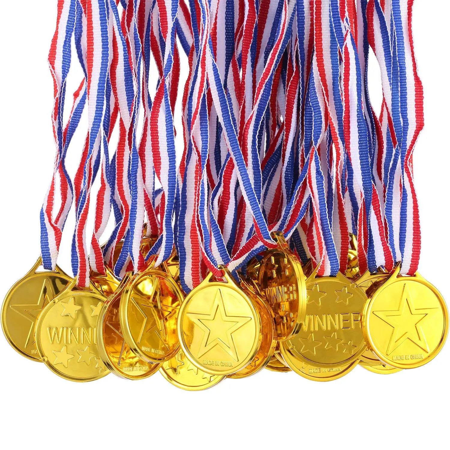 Buy TRIXES 12 Plastic Gold Winners Medals - Sports Day/Olympic Theme ...