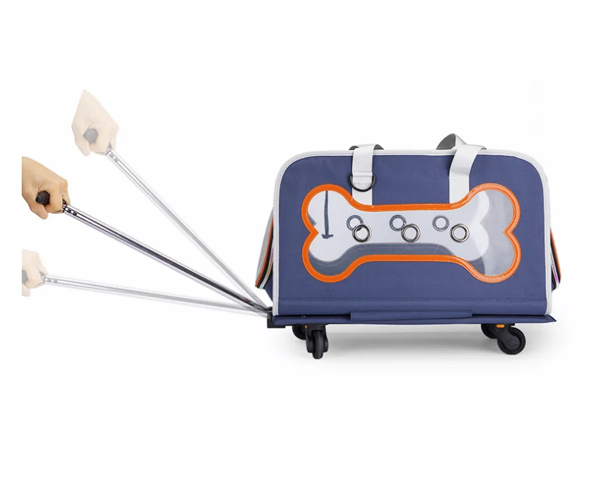 Dog Rolling Carrier Trolley With Wheels Telescopic Handle Collapsible