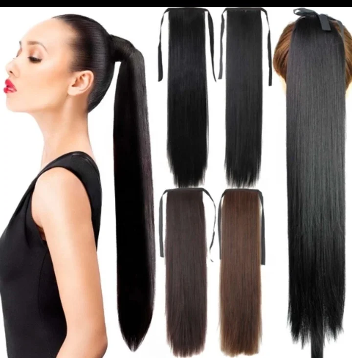

Ponytail Hair Extensions Kinky Curly Human Hair, Natural color