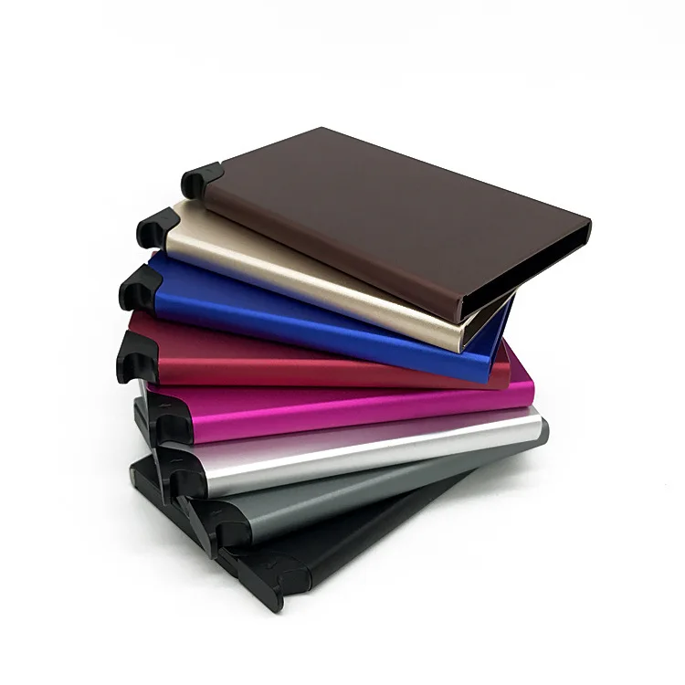 

RFID blocking slim aluminum alloy Automatic Pop-up Card Case Wallet