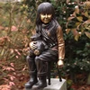 handmade children sculpture life like sitting little girl statue with teddy bear