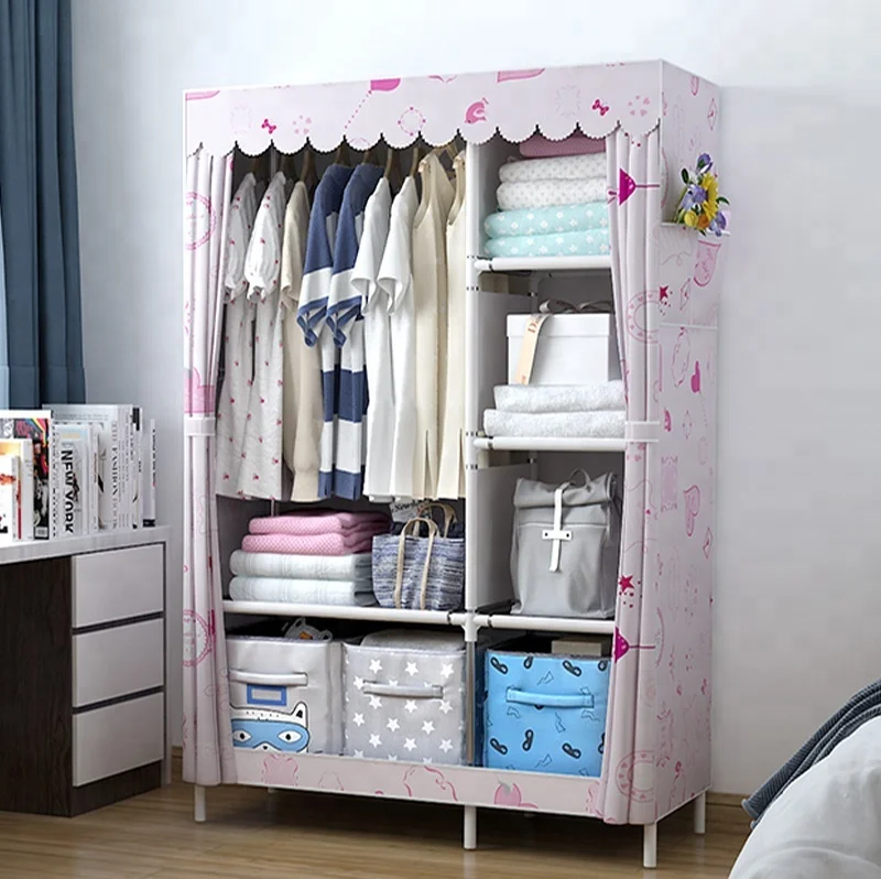 
Simple style wardrobe non-woven folding assembly large cheap corner bedroom closet wardrobe 