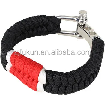 

wholesale cheap brazilian jiu-jitsu belt rank paracord bracelet with adjustable stainless steel shackle survival bracelet, N/a