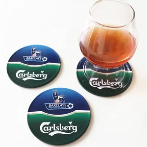 Image of Wholesale full color print round beer cup mat metal tin drink coaster with cork back