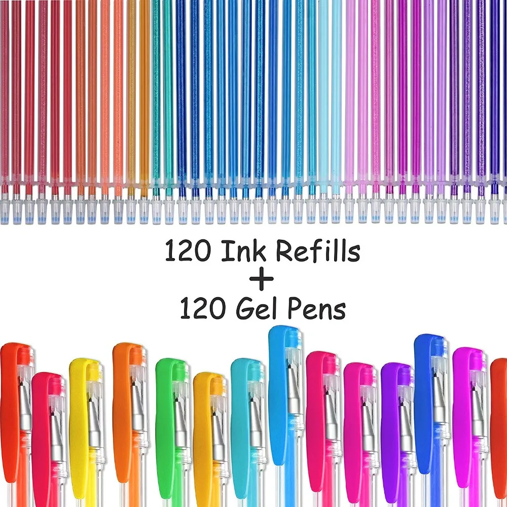 Pack Gel pens Set 120 Colored Gel Pen with 120 Refills Fine Tip