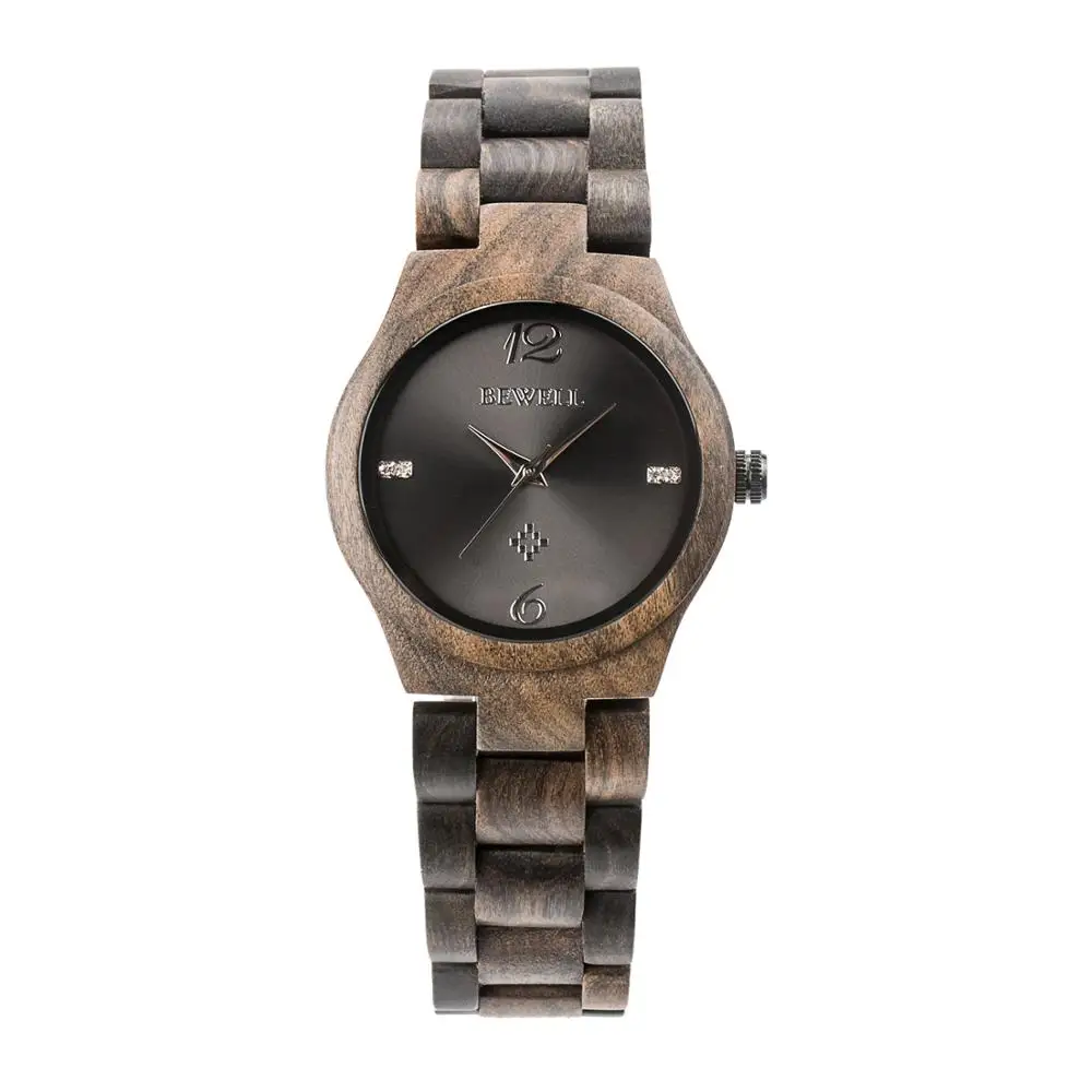 

Amazon hot sale miyota 2035 movement BEWELL handcrafted natural wood watch high quality for Christmas sales
