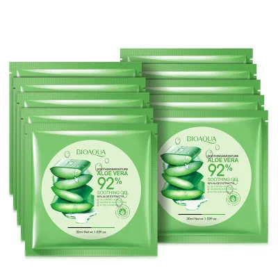 BIOAQUA Natural Aloe Vera Gel Face Mask Moisturizing Oil Control Wrapped Mask Shrink Pores Facial Mask Cosmetic Skin Care