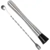 stainless steel cocktail muddler with stainless steel spoon