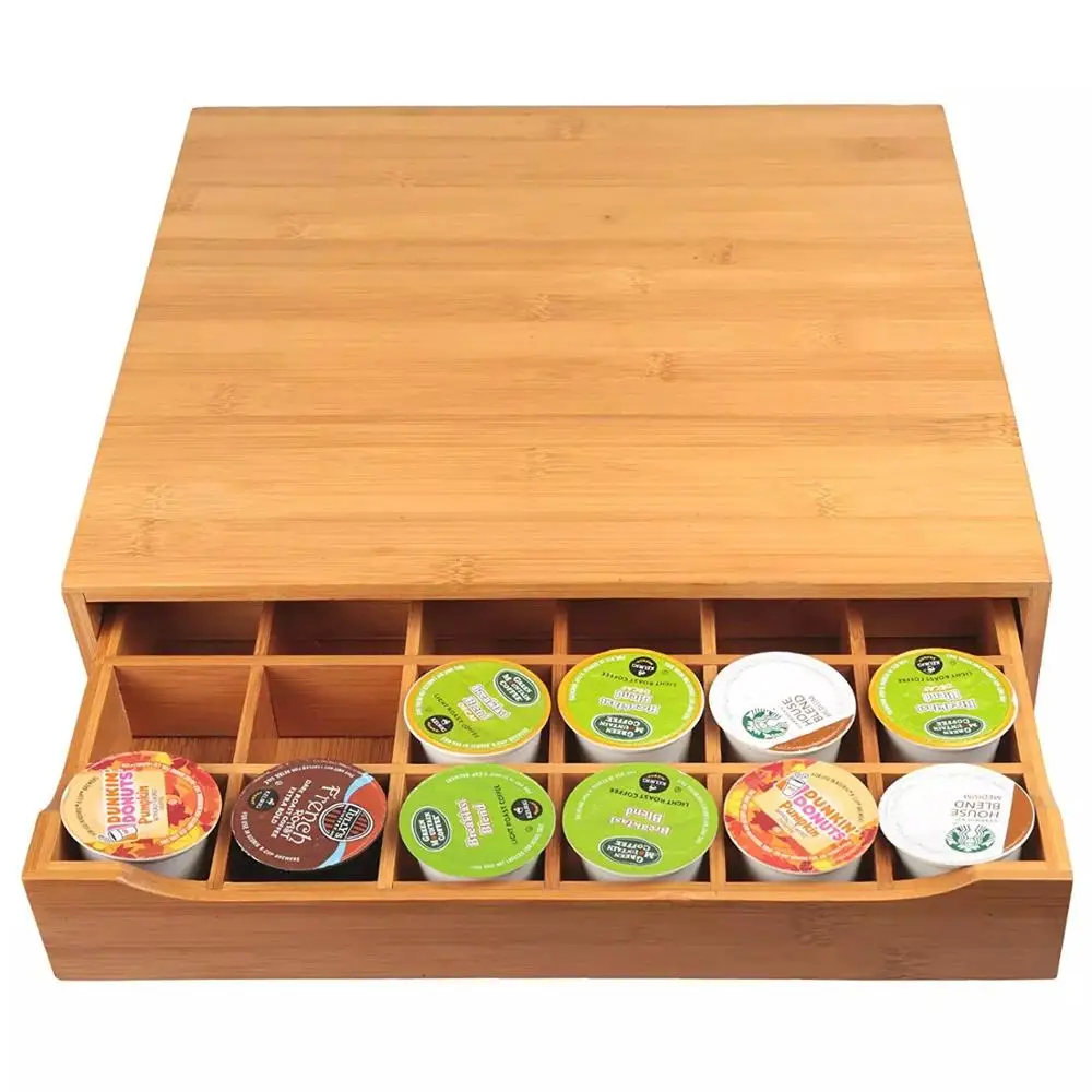 

Single Storage Drawer Bamboo Serve Coffee Pod Holder Organizer Storage Holders & Racks Home Kitchen for Non-folding Rack, Natural