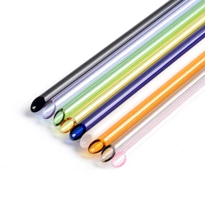 Image of drinking borosilicate reusable pyrex bent round eco set glass straw
