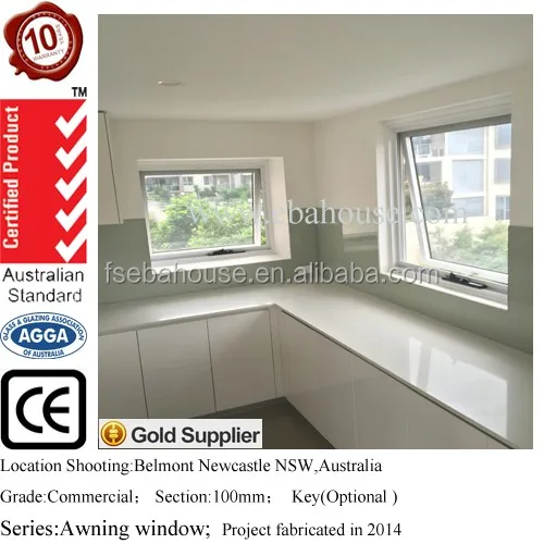 
aluminum window frames awning windows with chain winder AS2047 double glazed windows australia standard 