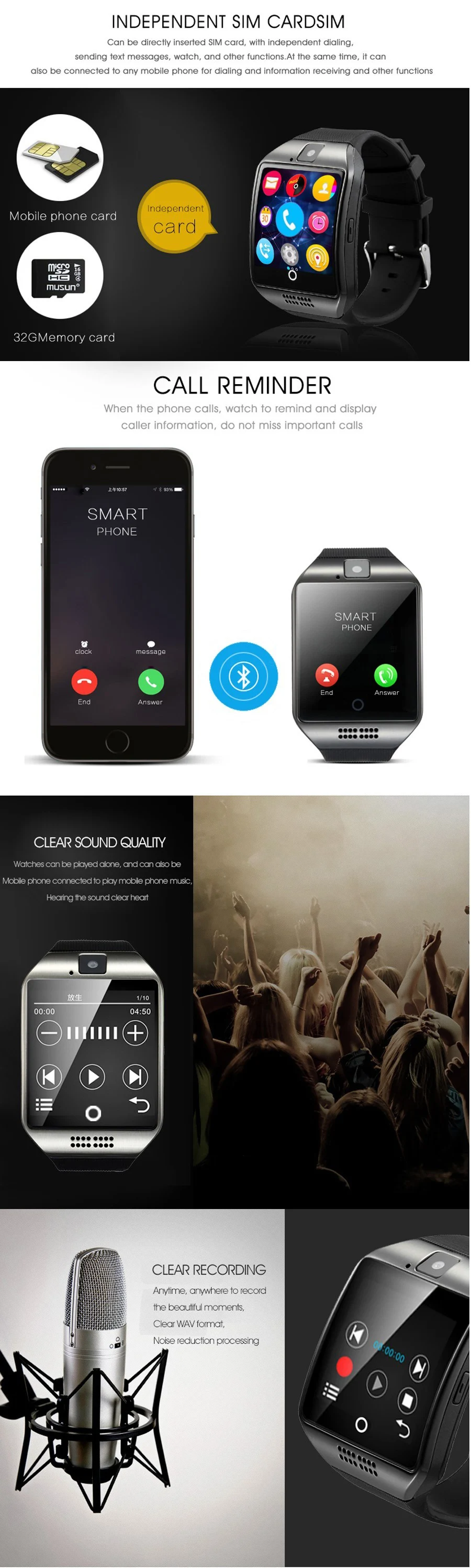 made in phone connect q18 import china smart watch for phone