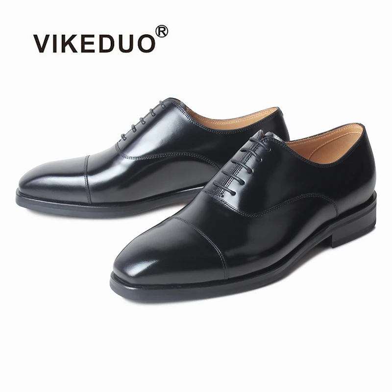 

Vikeduo Hand Made Green Initiatives New Frontier in Sustainable Fashion Footwear Men's Leather Oxford Shoes, Black