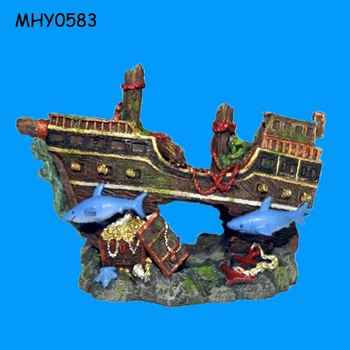 Pirate Ship And Sharks Decorative Aquarium Ornaments Buy