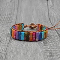 

Natural Stone Women Leather Bracelet Handmade Single Multilayer Boho Bracelet