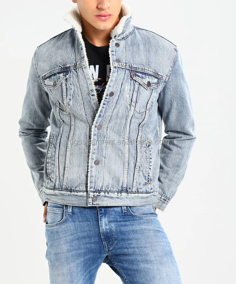 light blue denim sherpa jacket