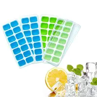 

10'' Easy push out 14 Pop cube mini plastic Ice Cube Trays with lid and flexible silicone bottom