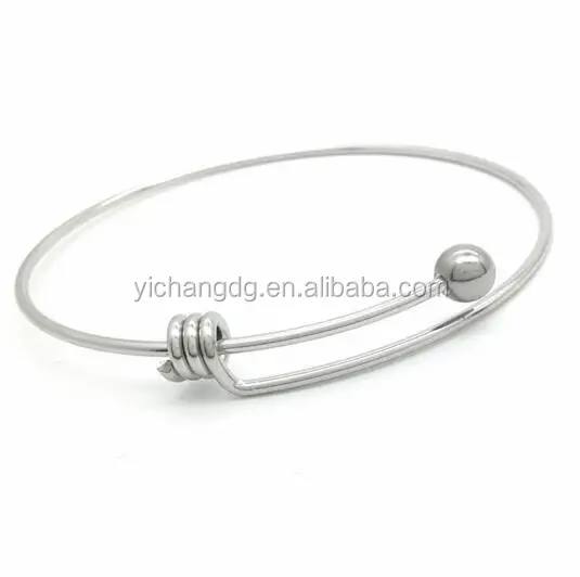 

Ball Closure Stainless Steel Adjustable Wire Blank Bangle Bracelet 3 Loops Wrap Expandable
