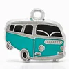 Customized 925 silver kid's enamel bus charm pendant