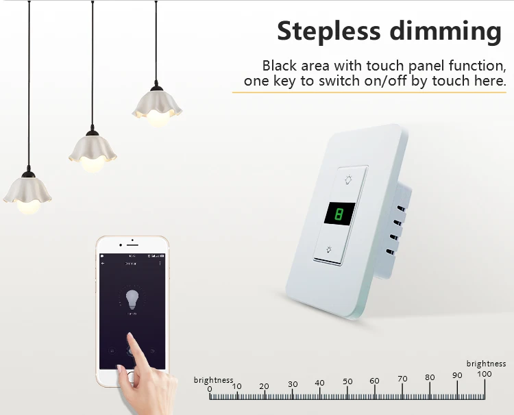 Smart wifi dimmer remote control switch lcd touch wall switches