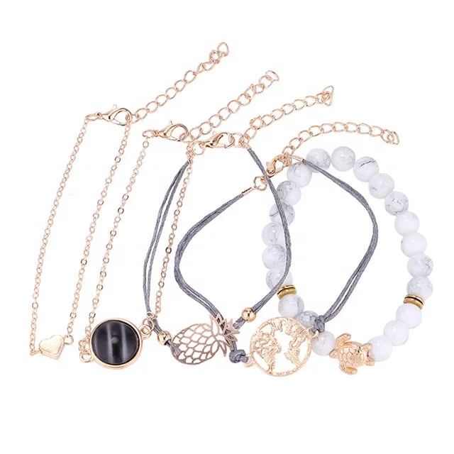 

5 Pieces To One Plated 18K Gold Women Fashion Bracelet Set