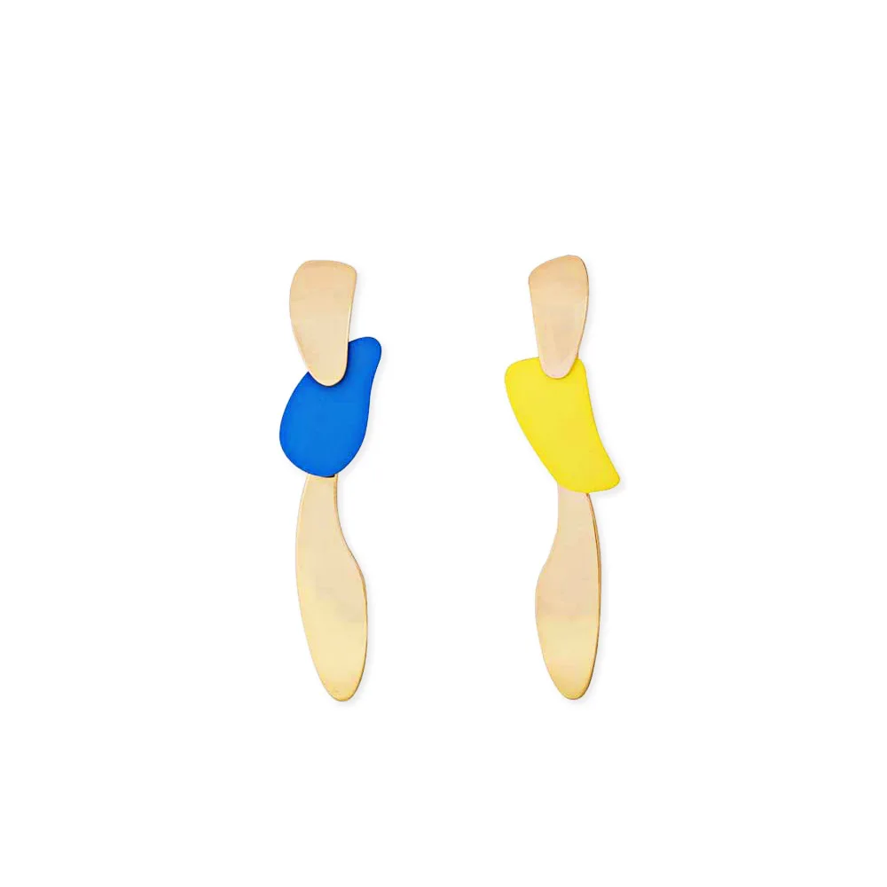 

Coloured Asymmetrical Resin Zinc Alloy Gold Geometry Drop Earrings (KER322P), Same as the picture