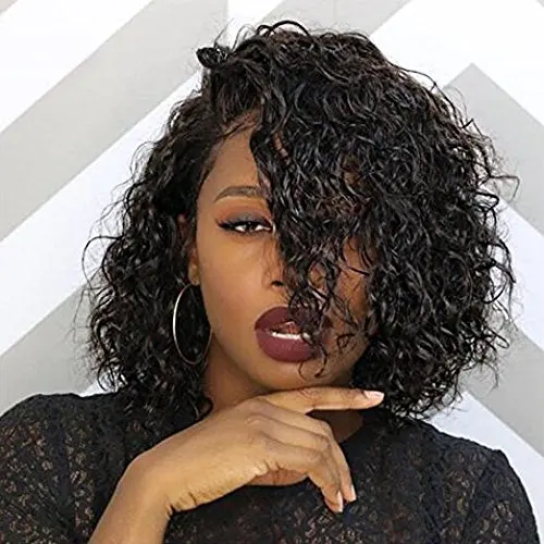 

10A Brazilian Virgin Human Hair Full Lace Wig ,Pixie cut short curly bob hairstyle for black women