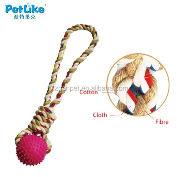 Dog Rope Tug Chew Toy With Tennis Ball 