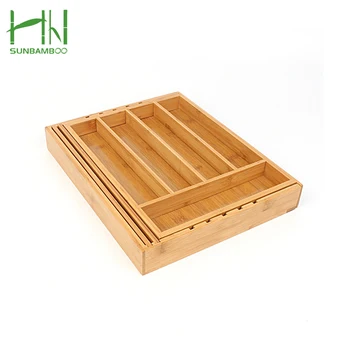 High Quality Kitchen Expandable Flatware Dividers Bamboo Cutlery