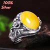6*8MM S925 sterling silver Dragon ring holder inlaid beeswax amber tray diy silver ring setting