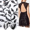 Good quality black glass beaded sequins evening dress lace fabric