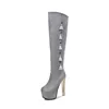 15cm thigh high fringe heel boots for women