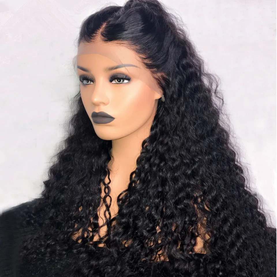

360 Lace Wig Deep Curly Pre Plucked Hairline Brazilian Virgin Human Hair 360 Wig 130% Density Bleached Knots With Baby Hair