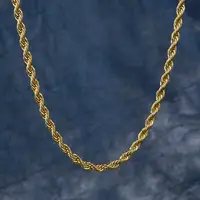 

KRKC&CO Mens Hip Hop Chain 3MM 22inch Rope and Gold Chain Mens Necklace 18K Gold Rope Chain