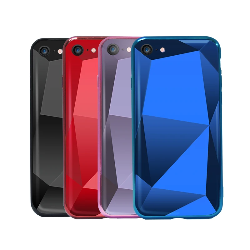 

Diamond Shaped Case for iPhone X 6 7 8 Plus Phone Case for iPhone XS Max XR 5S 5 SE 7 Colorful Tpu Temper Glass Cases
