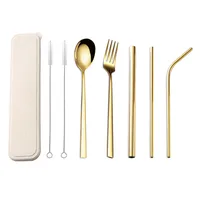 

Custom metal straws spoons forks Stainless Steel Straw Cutlery Set