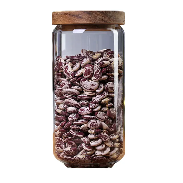 Handblown Storage Canisters Glass Jar glass storage jars with wooden lids