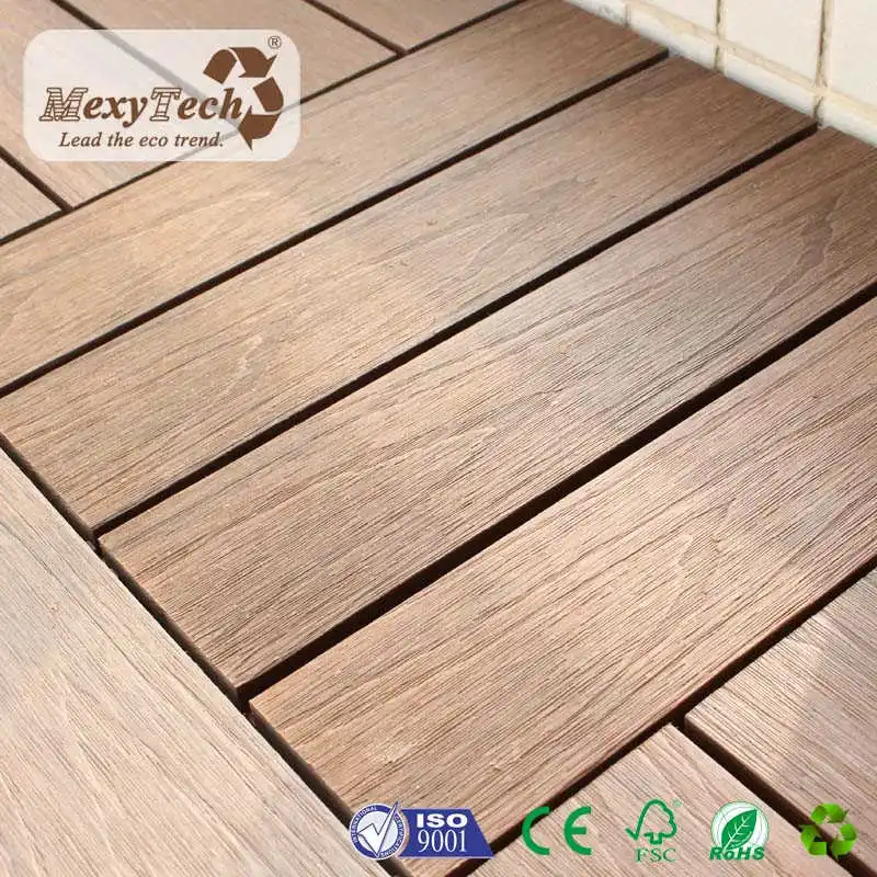 

Mexytech high quality fully recyclable pavement tiles wood plastic decking, Teak,mahogany,coffee,dark coffee, chocolate,dark grey