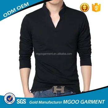 black long sleeve polo t shirt