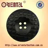4 holes imitation leather black color coat button with engarved logo