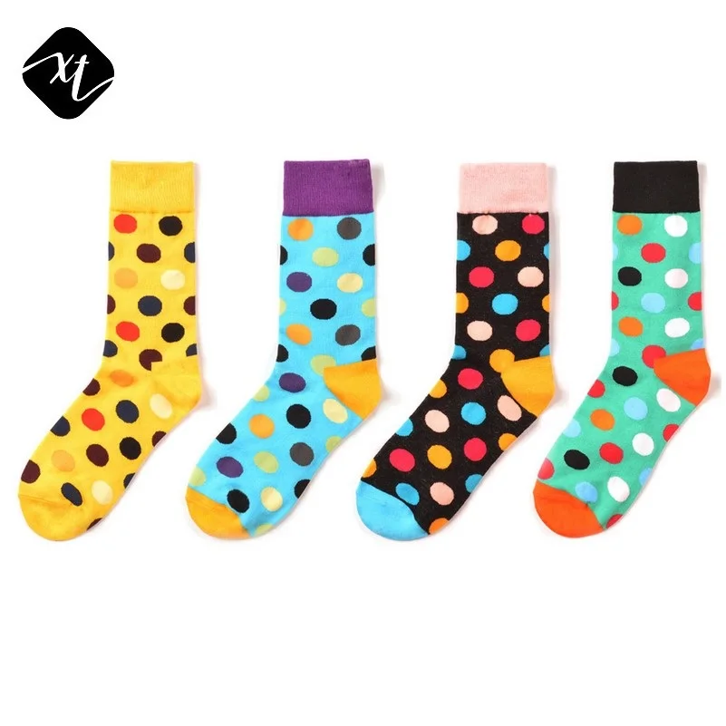 

confortable breathable cute bright colorful dot mens womens free size unisex jacquard cotton happy socks, Color mixed