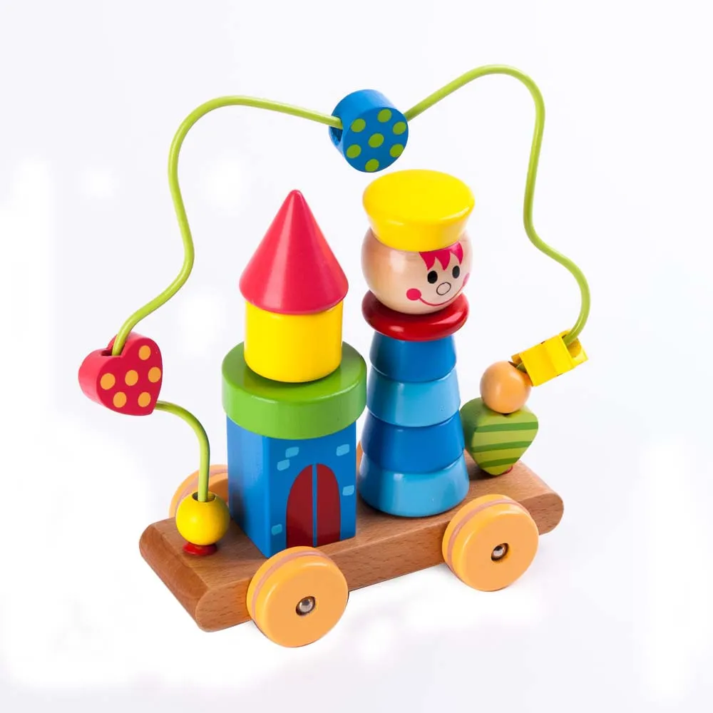 New Arrival Block Stacking Prince Wooden Wire Beads Toy Game For
