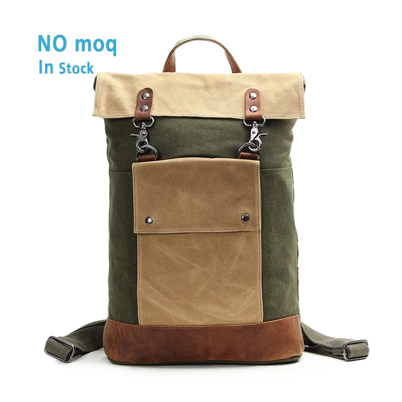 

Eco-friendly OEM/ODM wash outdoor recycled canvas vintage retro leather backpack with genuine, Blue,army green ,grey and so on.