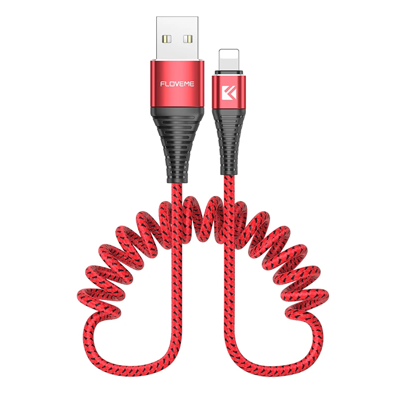 

Free Shipping FLOVEME Spring Retractable 1.5M USB Cable 2A Fast Charging Cable Mobile Phone Charger Cable