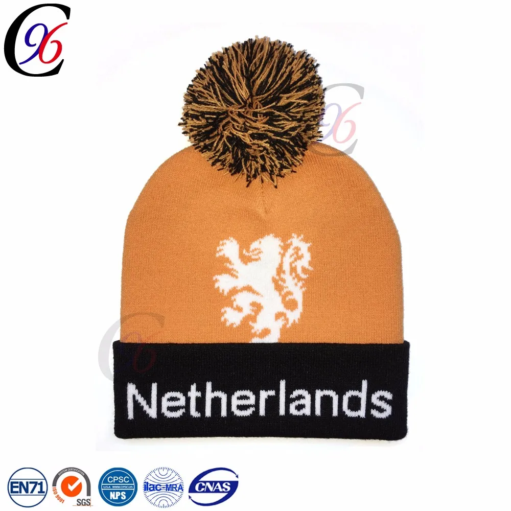Chengxing wholesale custom funny children cheap fashion printed plain beanie winter sports ski crochet knitted toque 